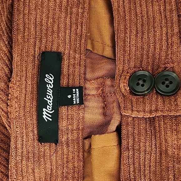 Madewell High Waist Tapered Corduroy Pants      Rust Red Trousers Size 4 - Picture 15 of 16